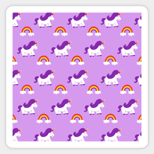 Unicorn and Rainbow Pattern (purple) Sticker